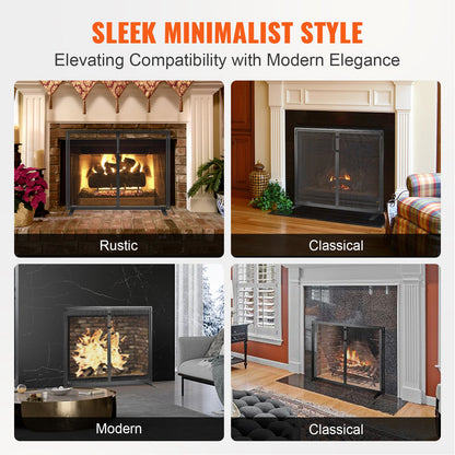 Fireplace Screen 1 Panel with Door, Sturdy Iron Mesh Fireplace Screen, 990(L) x780(H)MM Spark Guard Cover, Simple Installation, Free Standing Fire Fence Grate for Living Room Home Decor Modern - Image 3