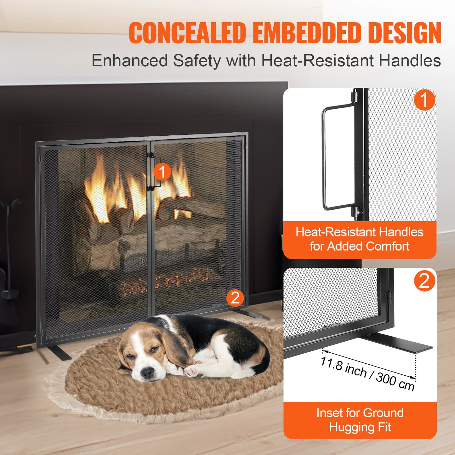 Fireplace Screen 1 Panel with Door, Sturdy Iron Mesh Fireplace Screen, 990(L) x780(H)MM Spark Guard Cover, Simple Installation, Free Standing Fire Fence Grate for Living Room Home Decor Modern - Image 5