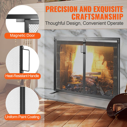 Fireplace Screen 1 Panel with Door, Sturdy Iron Mesh Fireplace Screen, 990(L) x780(H)MM Spark Guard Cover, Simple Installation, Free Standing Fire Fence Grate for Living Room Home Decor Modern - Image 6
