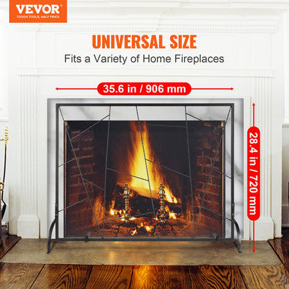 Fireplace Screen Single Panel, Sturdy Iron Mesh Fireplace Screen, 906(L) x720(H)MM Spark Guard Cover, Simple Installation, Free Standing Fire Fence Grate for Living Room Home Decor Modern - Image 2