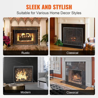 Fireplace Screen Single Panel, Sturdy Iron Mesh Fireplace Screen, 906(L) x720(H)MM Spark Guard Cover, Simple Installation, Free Standing Fire Fence Grate for Living Room Home Decor Modern - Image 3