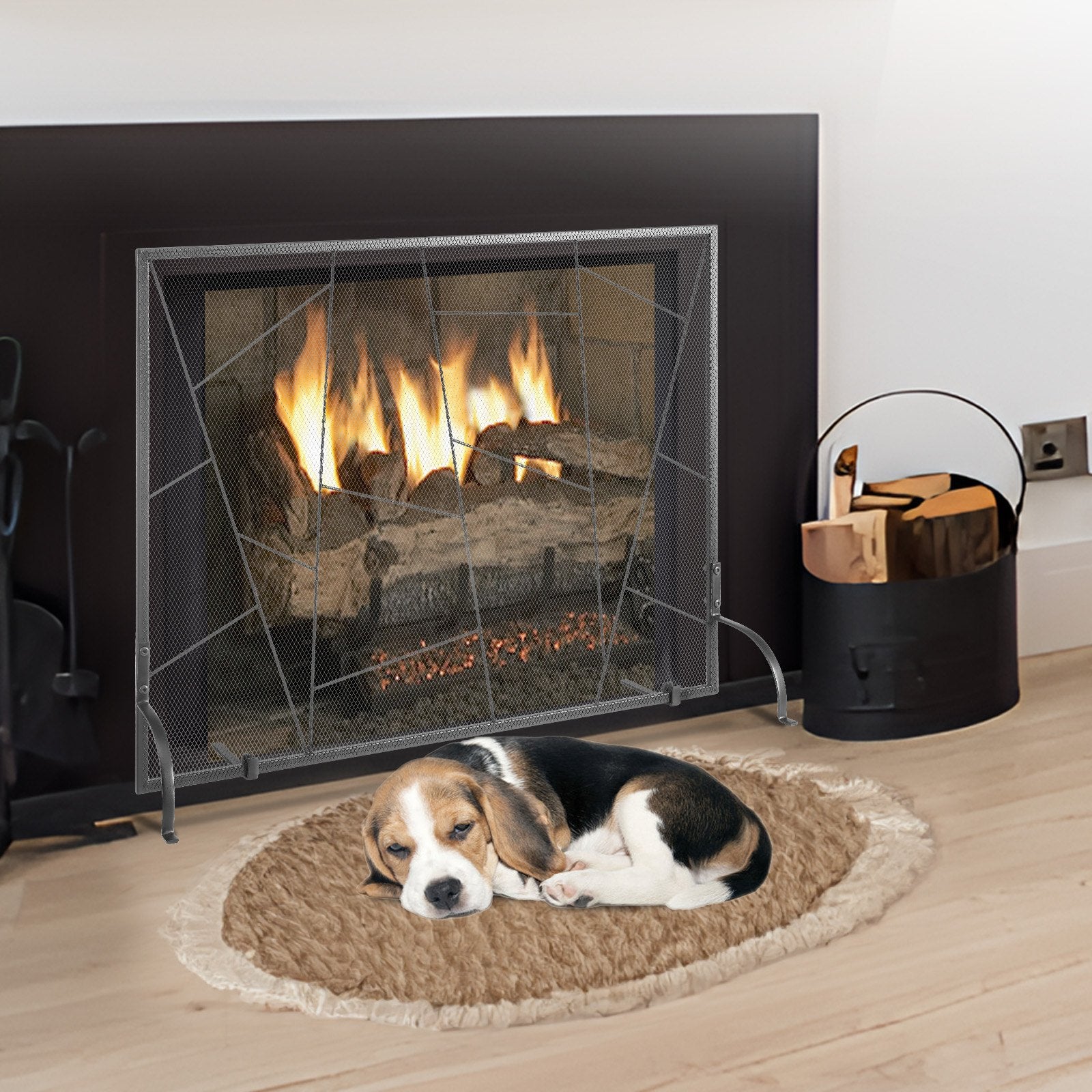 Fireplace Screen Single Panel, Sturdy Iron Mesh Fireplace Screen, 906(L) x720(H)MM Spark Guard Cover, Simple Installation, Free Standing Fire Fence Grate for Living Room Home Decor Modern - Image 8
