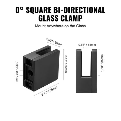 Glass Clamp, 40 PCS Square Glass Railing Bracket for 0.31 "-0.47 " Tempered Glass, 304 Stainless Steel Glass Mounting Clamp, Glass Shelf Bracket for Balcony, Garden, Deck, Stair, Black - Image 5