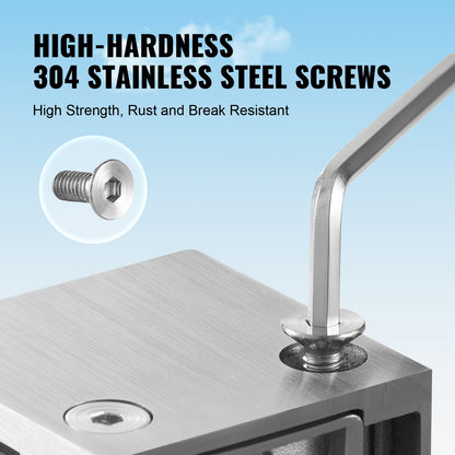 Glass Clamp, 4 PCS Square Glass Railing Bracket for 0.31 "-0.47 " Tempered Glass, 304 Stainless Steel Glass Mounting Clamp, Glass Shelf Bracket for Balcony, Garden, Pool, Stair, Silver - Image 6