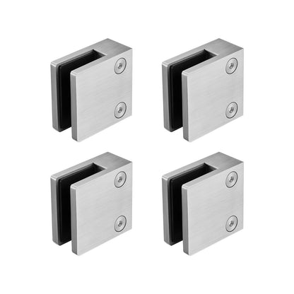 Glass Clamp, 4 PCS Square Glass Railing Bracket for 0.31 "-0.47 " Tempered Glass, 304 Stainless Steel Glass Mounting Clamp, Glass Shelf Bracket for Balcony, Garden, Pool, Stair, Silver - Image 9
