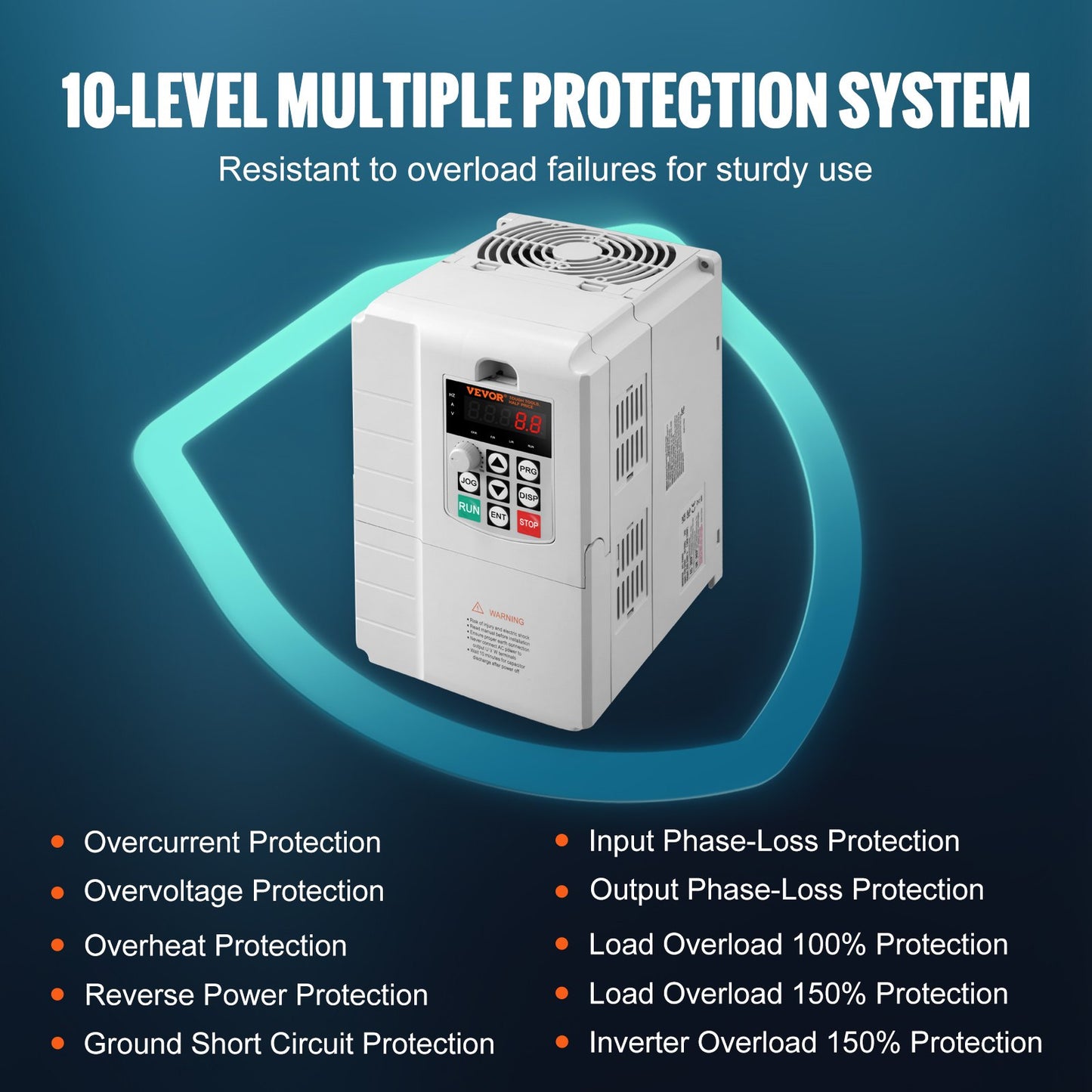 VFD 10HP, 7.5KW, 34A, 1 Phase 220V-240V Input to 3 Phase 220V-240V Output Variable Frequency Drive, 0-400Hz VFD for AC Motor Speed Control - Image 4