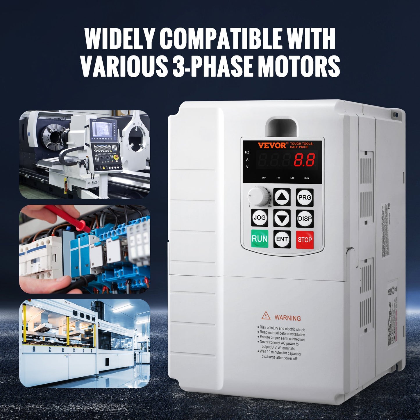 VFD 10HP, 7.5KW, 34A, 1 Phase 220V-240V Input to 3 Phase 220V-240V Output Variable Frequency Drive, 0-400Hz VFD for AC Motor Speed Control - Image 6