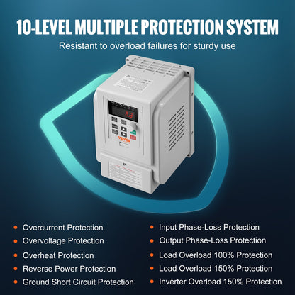 VFD 5HP, 4KW, 18A, 1 Phase 220V-240V Input to 3 Phase 220V-240V Output Variable Frequency Drive, 0-400Hz VFD for AC Motor Speed Control - Image 4