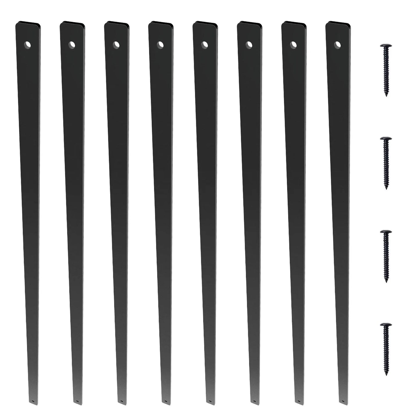 Staircase Metal Balusters, 29.5'' x 1'' Flat Aluminum Alloy Decorative Banister Spindles, 51 Pack Deck Baluster with Screws, Classic Hollow Deck Railing Satin Black Powder Coated for Porch