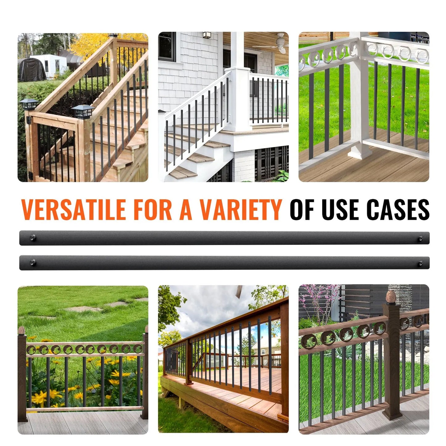 Staircase Metal Balusters, 29.5'' x 1'' Flat Aluminum Alloy Decorative Banister Spindles, 51 Pack Deck Baluster with Screws, Classic Hollow Deck Railing Satin Black Powder Coated for Porch - Image 6