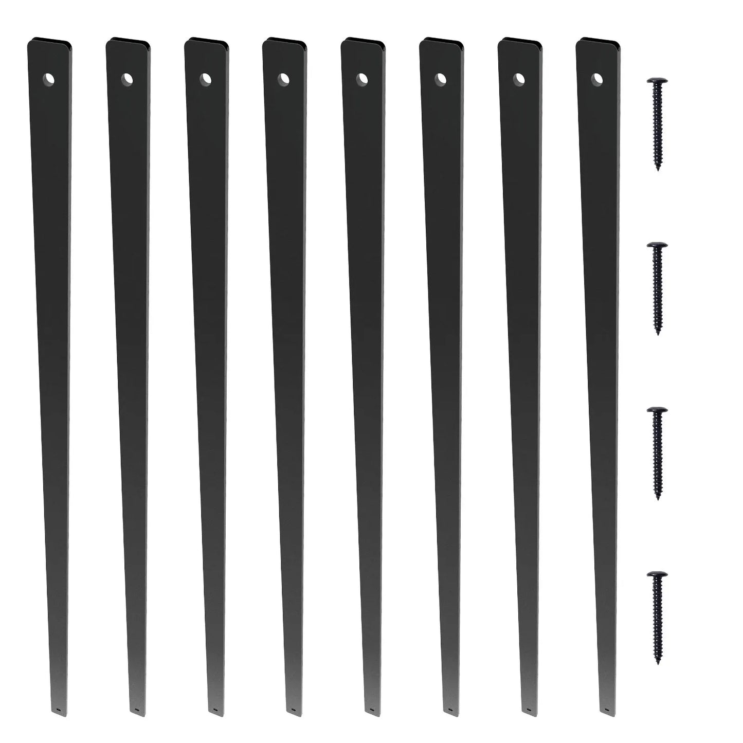 Staircase Metal Balusters, 32.28"x1"x0.2" Flat Aluminum Alloy Decorative Banister Spindles, 51 Pack Deck Baluster with Screws, Classic Hollow Deck Railing Satin Black Powder Coated for Porch