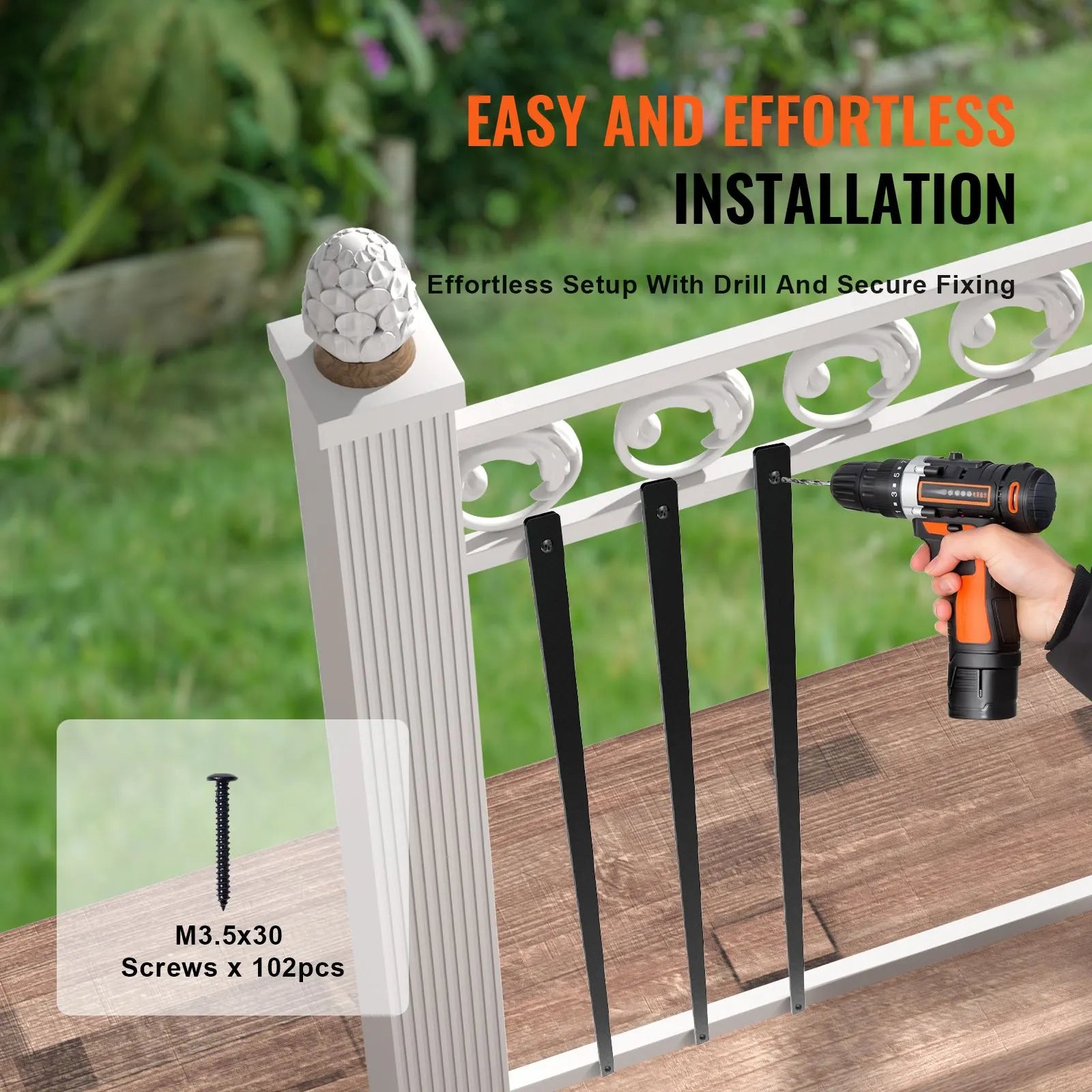 Staircase Metal Balusters, 32.28"x1"x0.2" Flat Aluminum Alloy Decorative Banister Spindles, 51 Pack Deck Baluster with Screws, Classic Hollow Deck Railing Satin Black Powder Coated for Porch - Image 5