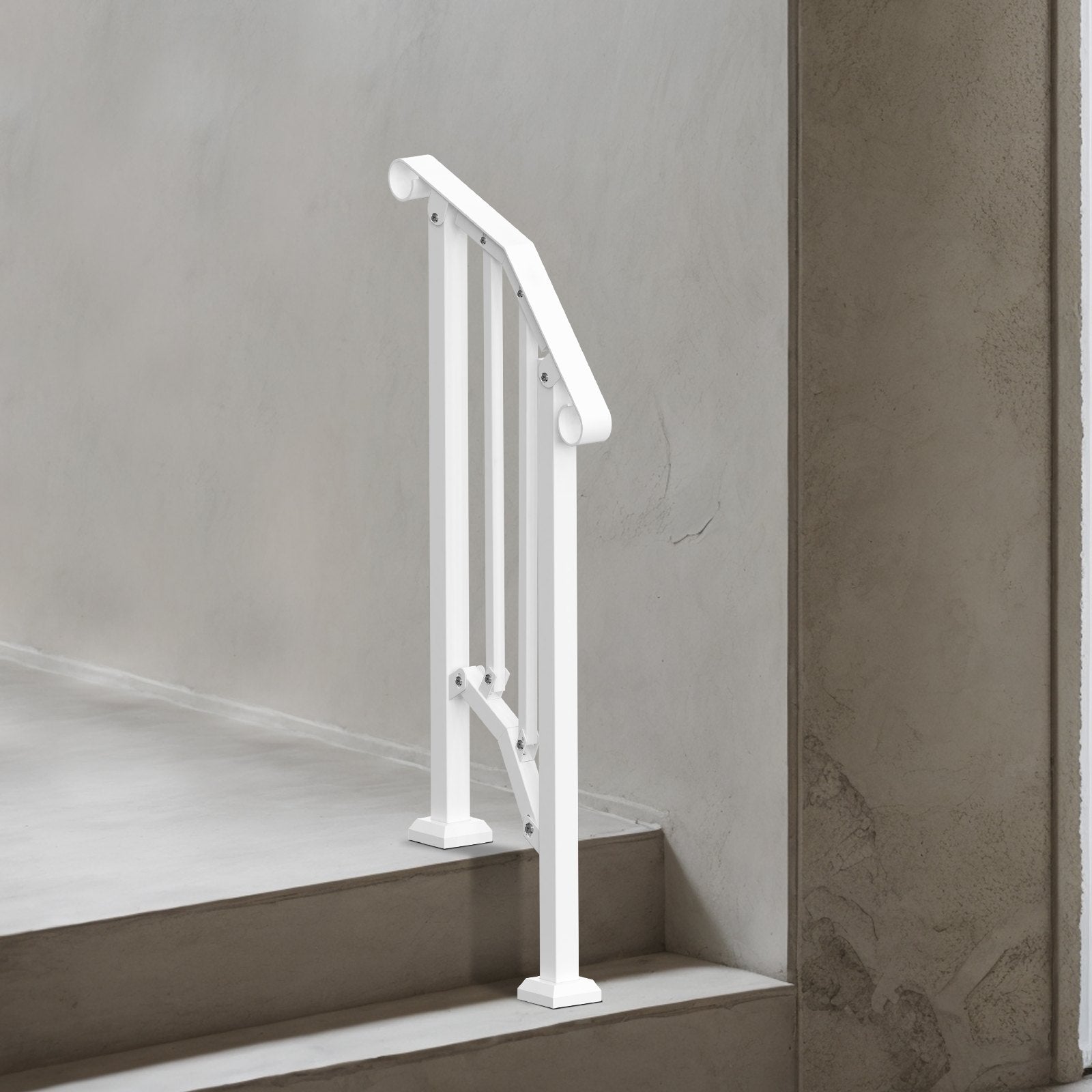 Handrails for Outdoor Steps, 1-2 Step Stair Hand Rail Kit, Transitional Carbon Steel Railings with Installation Kit, Stair Rails for Seniors, Concrete Steps & Porch & Deck, White Retro Arch - Image 8