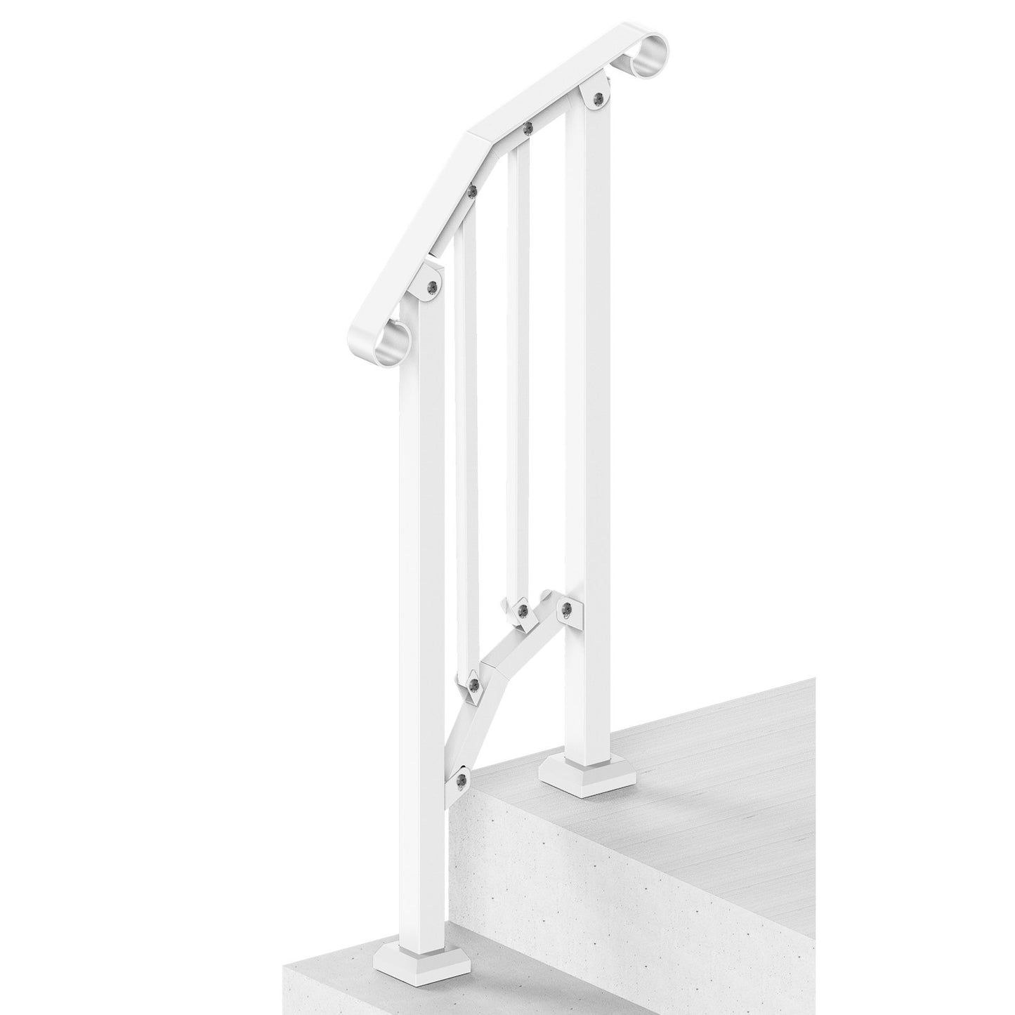 Handrails for Outdoor Steps, 1-2 Step Stair Hand Rail Kit, Transitional Carbon Steel Railings with Installation Kit, Stair Rails for Seniors, Concrete Steps & Porch & Deck, White Retro Arch - Image 9