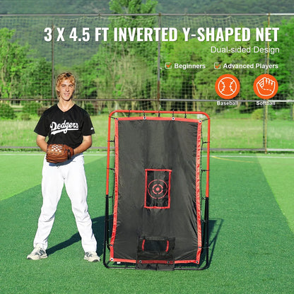 Baseball And Softball Rebounder Net 3.5x4.5 ft 2-in-1 Switch Hitter Pitch - Image 2