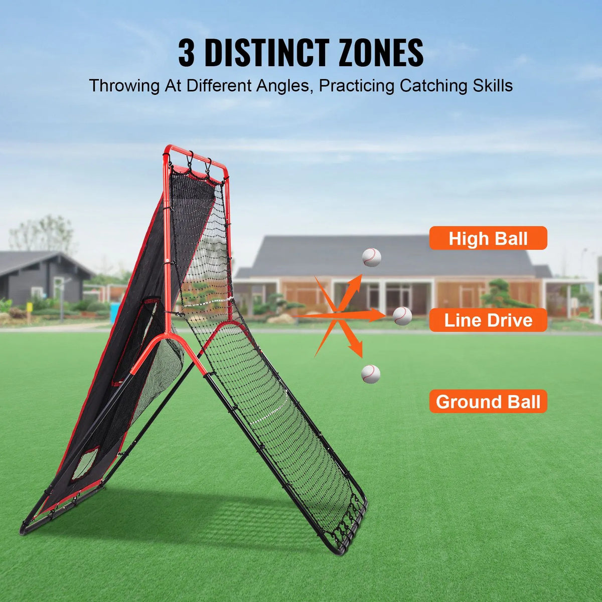 Baseball And Softball Rebounder Net 3.5x4.5 ft 2-in-1 Switch Hitter Pitch - Image 3