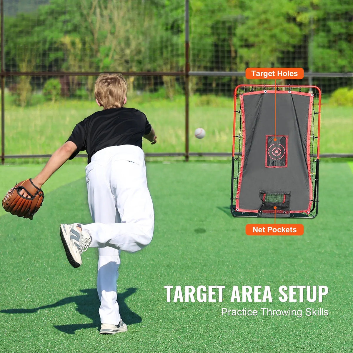 Baseball And Softball Rebounder Net 3.5x4.5 ft 2-in-1 Switch Hitter Pitch - Image 4