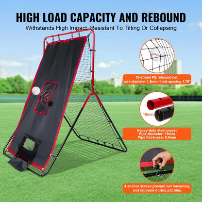 Baseball And Softball Rebounder Net 3.5x4.5 ft 2-in-1 Switch Hitter Pitch - Image 5