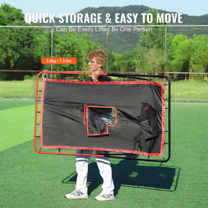 Baseball And Softball Rebounder Net 3.5x4.5 ft 2-in-1 Switch Hitter Pitch - Image 6