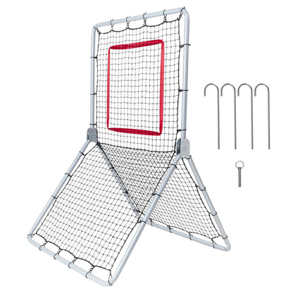 Baseball And Softball Rebounder Net, 3.5 x 6 ft PitchBack Baseball Pitching Nest, Softball Pitchback Net, Fielding Trainer, Bounce Back Net for Fielding/Throwing Practice, 5 Adjustable Angles
