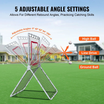 Baseball And Softball Rebounder Net, 3.5 x 6 ft PitchBack Baseball Pitching Nest, Softball Pitchback Net, Fielding Trainer, Bounce Back Net for Fielding/Throwing Practice, 5 Adjustable Angles - Image 3