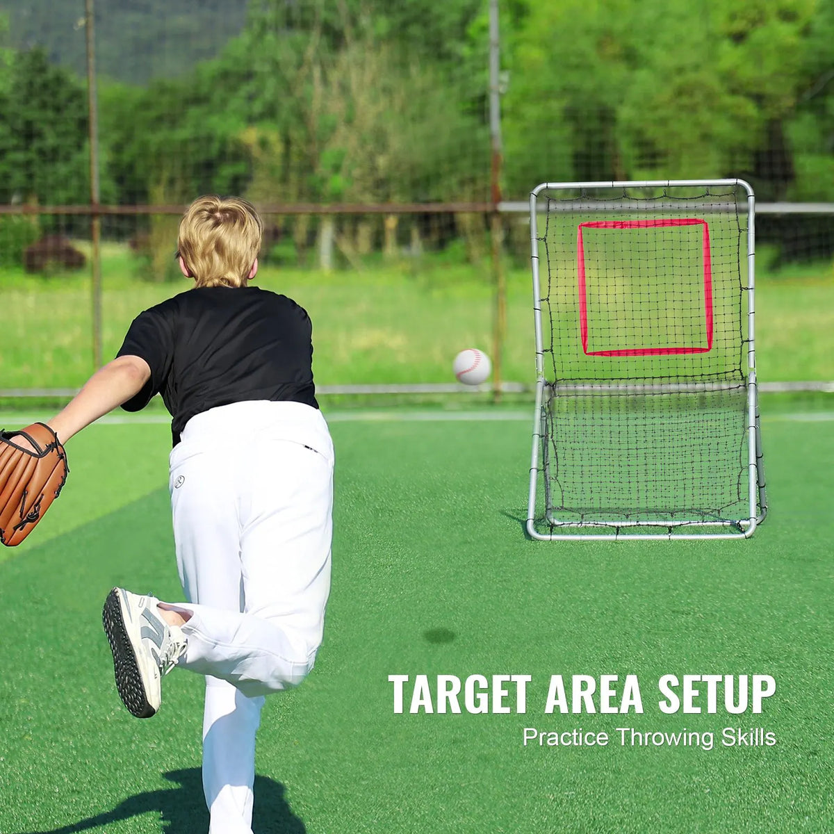 Baseball And Softball Rebounder Net, 3.5 x 6 ft PitchBack Baseball Pitching Nest, Softball Pitchback Net, Fielding Trainer, Bounce Back Net for Fielding/Throwing Practice, 5 Adjustable Angles - Image 4