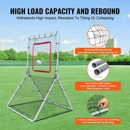 Baseball And Softball Rebounder Net, 3.5 x 6 ft PitchBack Baseball Pitching Nest, Softball Pitchback Net, Fielding Trainer, Bounce Back Net for Fielding/Throwing Practice, 5 Adjustable Angles - Image 5