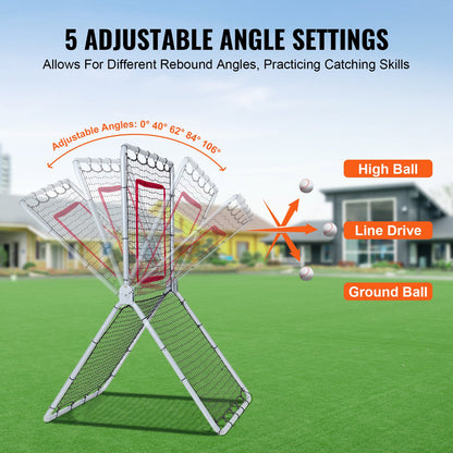 Baseball And Softball Rebounder Net, 3.5 x 6 ft PitchBack Baseball Pitching Nest, Softball Pitchback Net, Fielding Trainer, Bounce Back Net for Fielding/Throwing Practice, 5 Adjustable Angles - Image 3