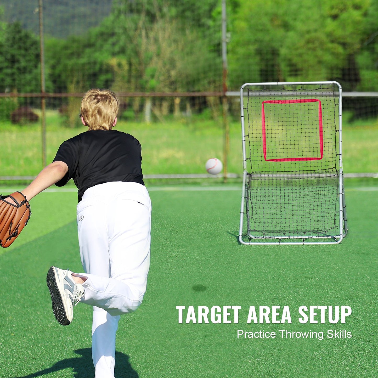 Baseball And Softball Rebounder Net, 3.5 x 6 ft PitchBack Baseball Pitching Nest, Softball Pitchback Net, Fielding Trainer, Bounce Back Net for Fielding/Throwing Practice, 5 Adjustable Angles - Image 4