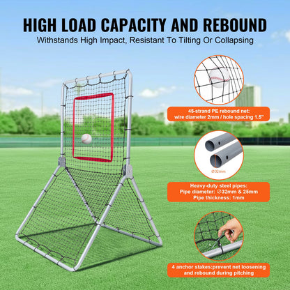 Baseball And Softball Rebounder Net, 3.5 x 6 ft PitchBack Baseball Pitching Nest, Softball Pitchback Net, Fielding Trainer, Bounce Back Net for Fielding/Throwing Practice, 5 Adjustable Angles - Image 5