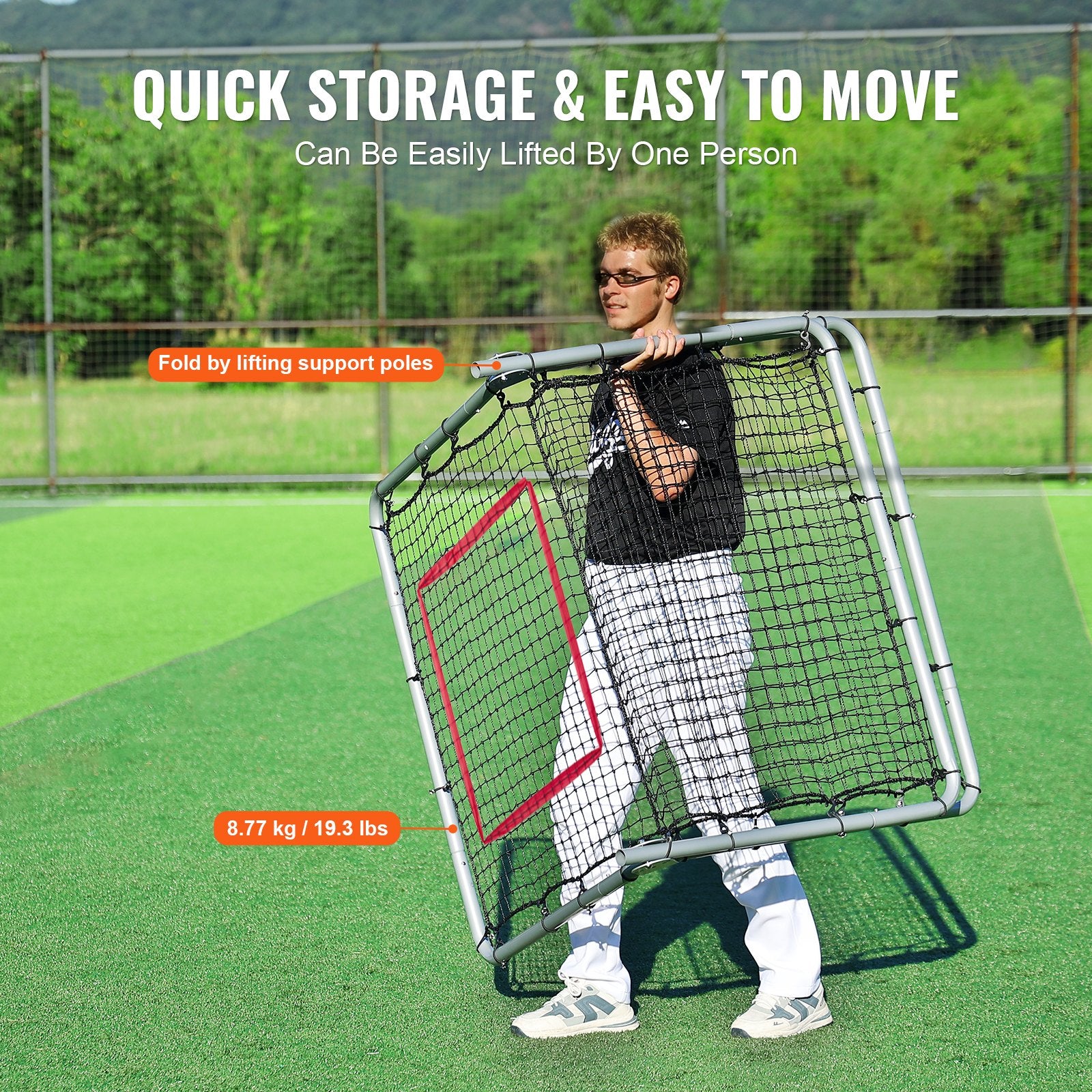 Baseball And Softball Rebounder Net, 3.5 x 6 ft PitchBack Baseball Pitching Nest, Softball Pitchback Net, Fielding Trainer, Bounce Back Net for Fielding/Throwing Practice, 5 Adjustable Angles - Image 6