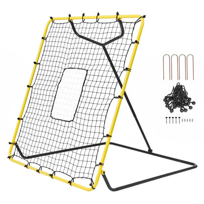 Baseball And Softball Rebounder Net, 4 x 4.5 Feet PitchBack Baseball Nest for Pitching and Fielding Training, Pitch Return Trainer Rebound Net with Pitching Target, 4 Adjustable Angles