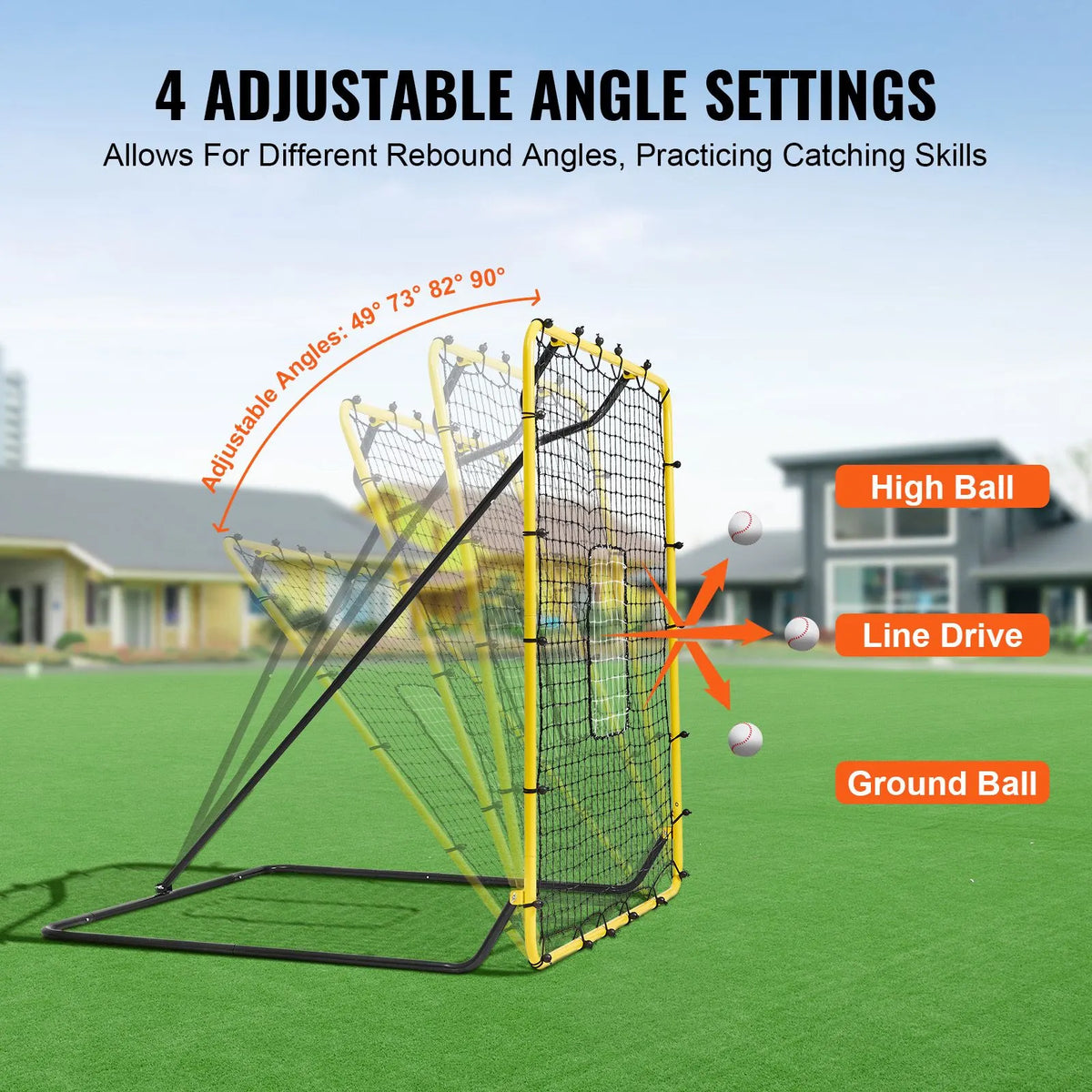 Baseball And Softball Rebounder Net, 4 x 4.5 Feet PitchBack Baseball Nest for Pitching and Fielding Training, Pitch Return Trainer Rebound Net with Pitching Target, 4 Adjustable Angles - Image 3