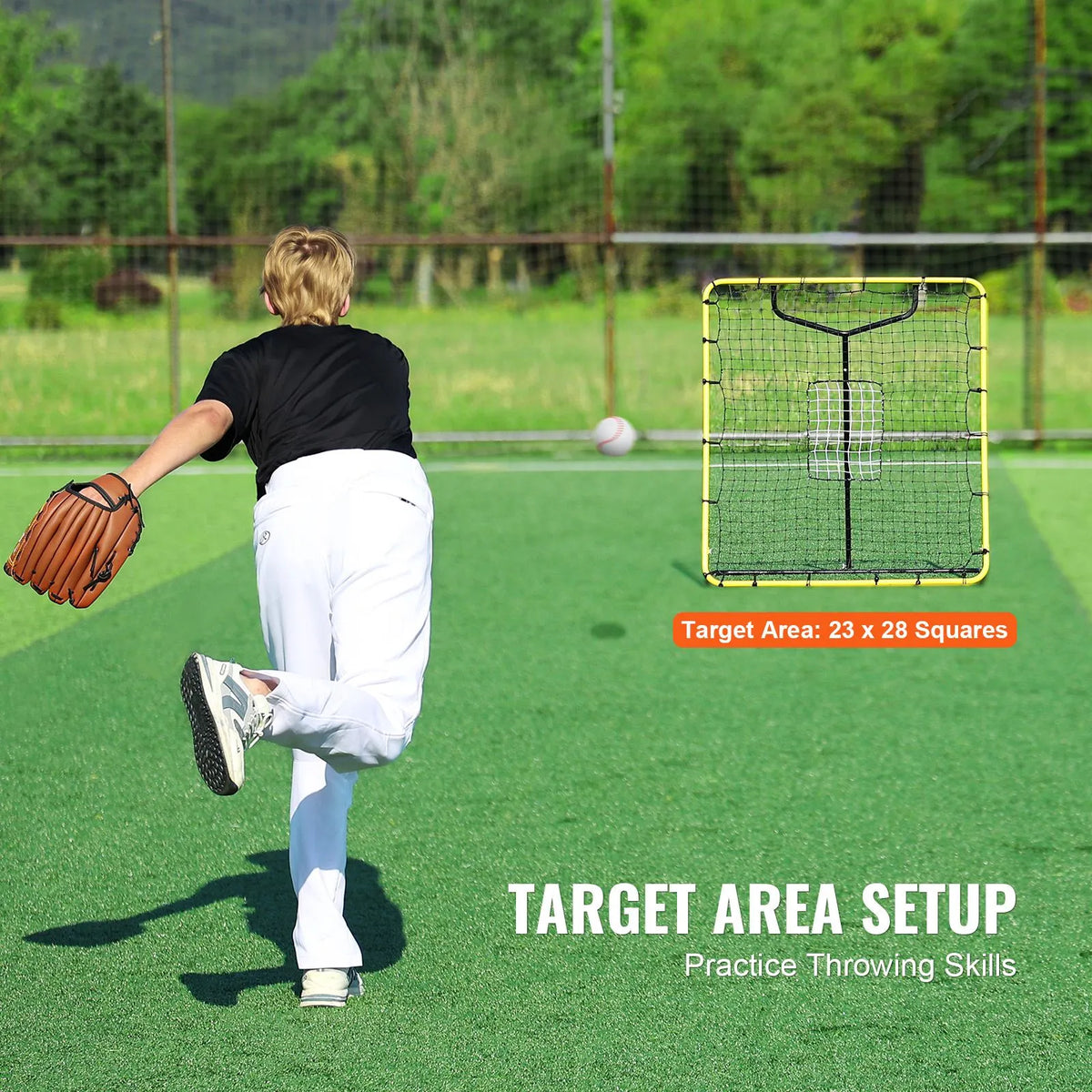 Baseball And Softball Rebounder Net, 4 x 4.5 Feet PitchBack Baseball Nest for Pitching and Fielding Training, Pitch Return Trainer Rebound Net with Pitching Target, 4 Adjustable Angles - Image 4