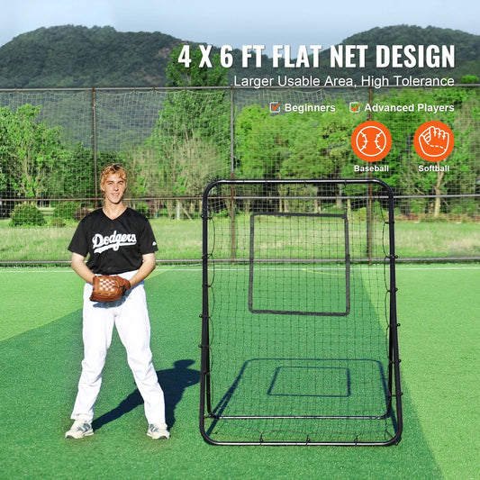 Baseball And Softball Rebounder Net, 4 x 6 Feet PitchBack Baseball Nest for Pitching and Fielding Training, Pitch Return Trainer Rebound Net with Pitching Target, 4 Adjustable Angles - Image 2