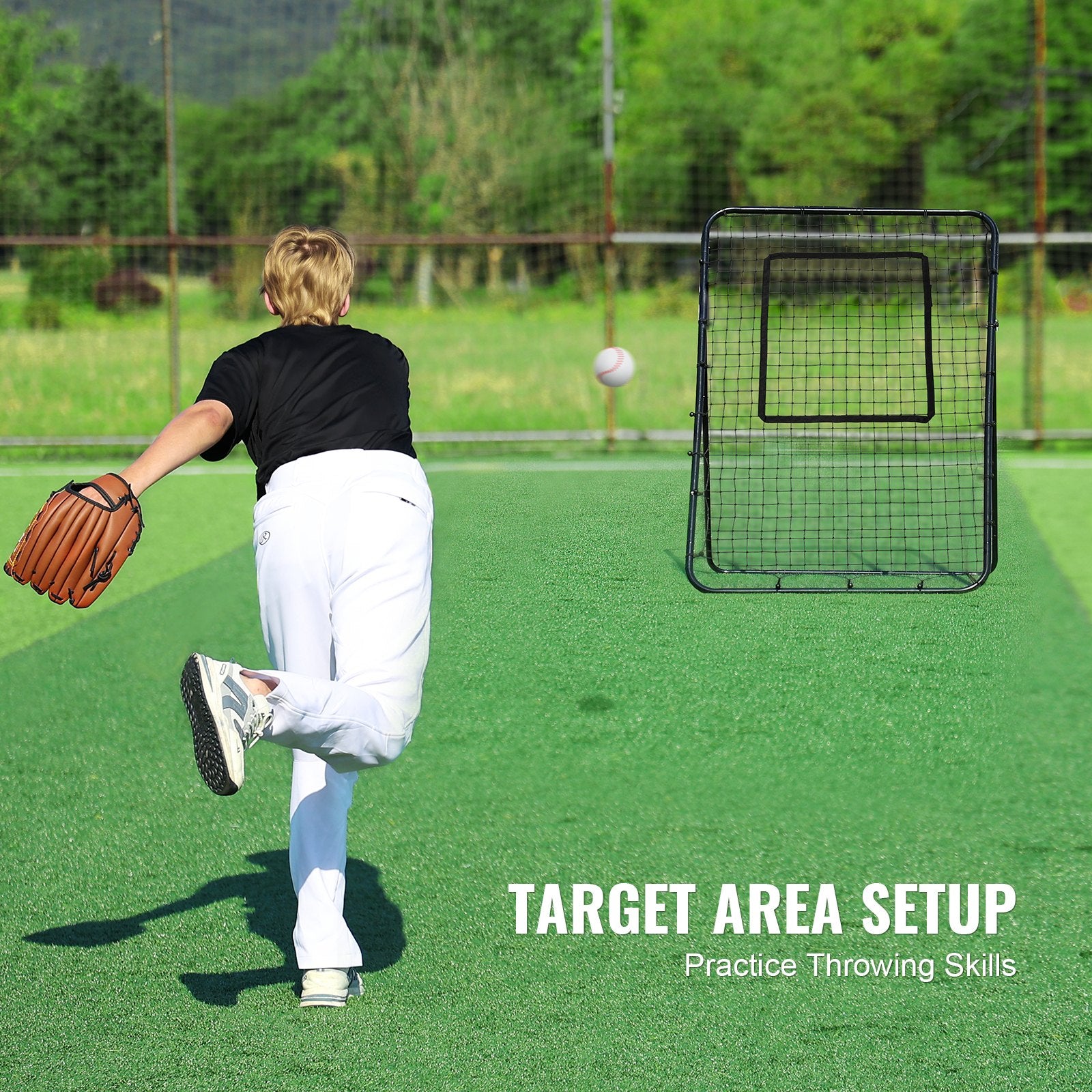 Baseball And Softball Rebounder Net, 4 x 6 Feet PitchBack Baseball Nest for Pitching and Fielding Training, Pitch Return Trainer Rebound Net with Pitching Target, 4 Adjustable Angles - Image 4