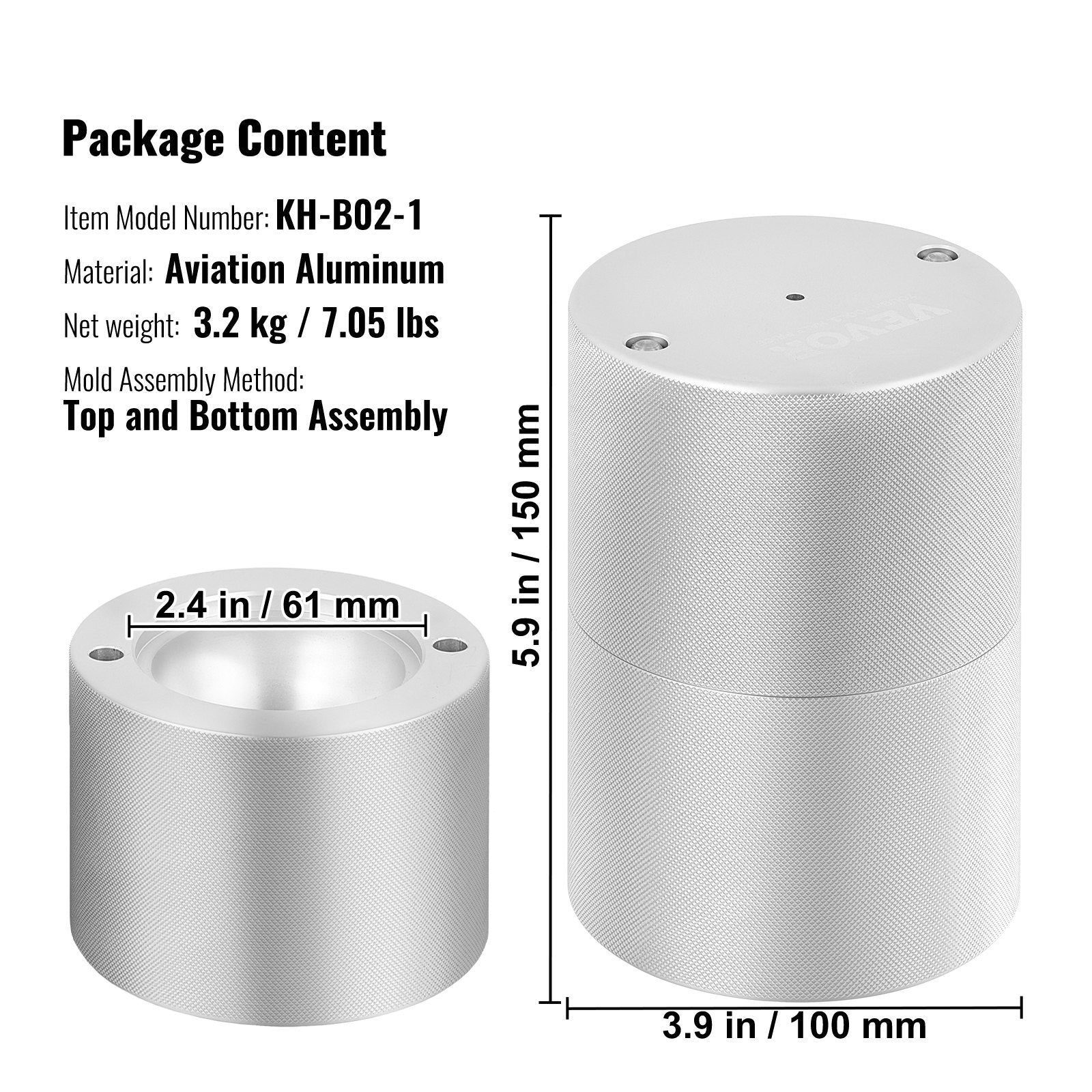 Ice Ball Press Kit, Aircraft Al Alloy Ice Press with Ice Block Mold, Large Mat, Tong, Drip Tray, One Glass, Round Ice Ball Maker 2.4"/60 mm Ice Sphere, for Whiskey, Cocktail on Party & Holiday - Image 7