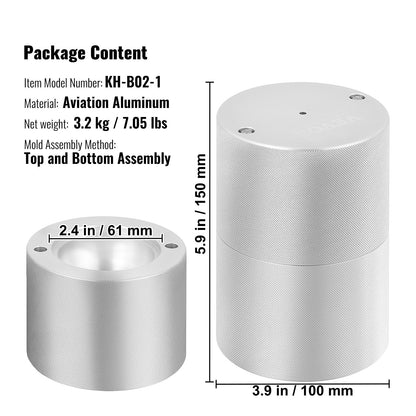 Ice Ball Press Kit, Aircraft Al Alloy Ice Press with Ice Block Mold, Large Mat, Tong, Drip Tray, One Glass, Round Ice Ball Maker 2.4"/60 mm Ice Sphere, for Whiskey, Cocktail on Party & Holiday - Image 7