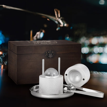 Ice Ball Press Kit, Aircraft Al Alloy Ice Press with Ice Block Mold, Large Mat, Tong, Drip Tray, One Glass, Round Ice Ball Maker 2.4"/60 mm Ice Sphere, for Whiskey, Cocktail on Party & Holiday - Image 8