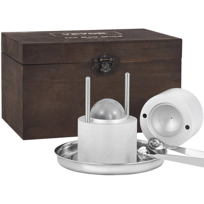 Ice Ball Press Kit, Aircraft Al Alloy Ice Press with Ice Block Mold, Large Mat, Tong, Drip Tray, One Glass, Round Ice Ball Maker 2.4"/60 mm Ice Sphere, for Whiskey, Cocktail on Party & Holiday - Image 9