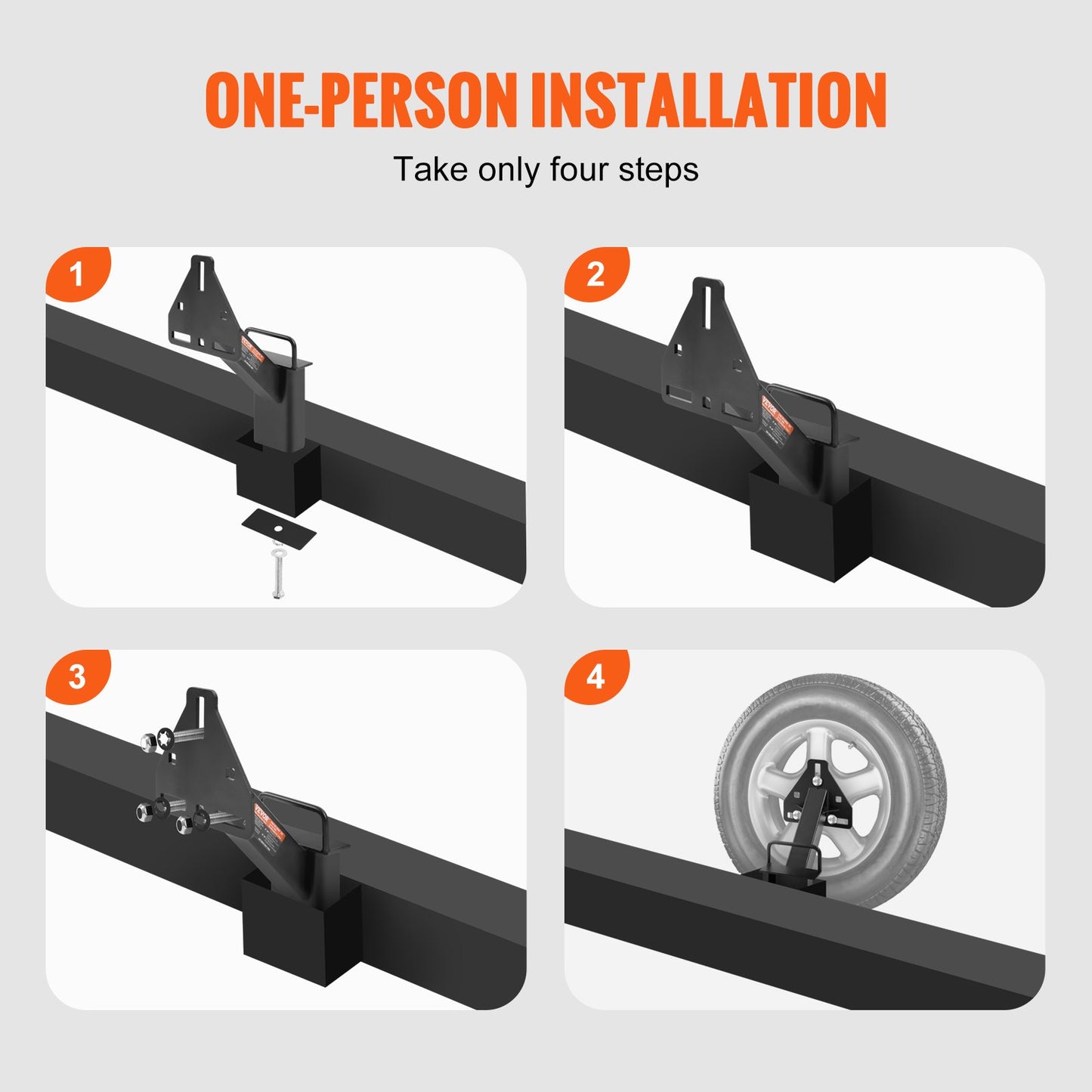 Spare Tire Carrier, Trailer Spare Tire Mount, 160 lbs Capacity, Utility Trailer Accessories Fits Most 4 & 5 & 6 & 8 Lugs Wheels on 4", 4.25", 4.5", 4.75", 5", 5.5", 6", 6.5" Bolt Patterns - Image 3