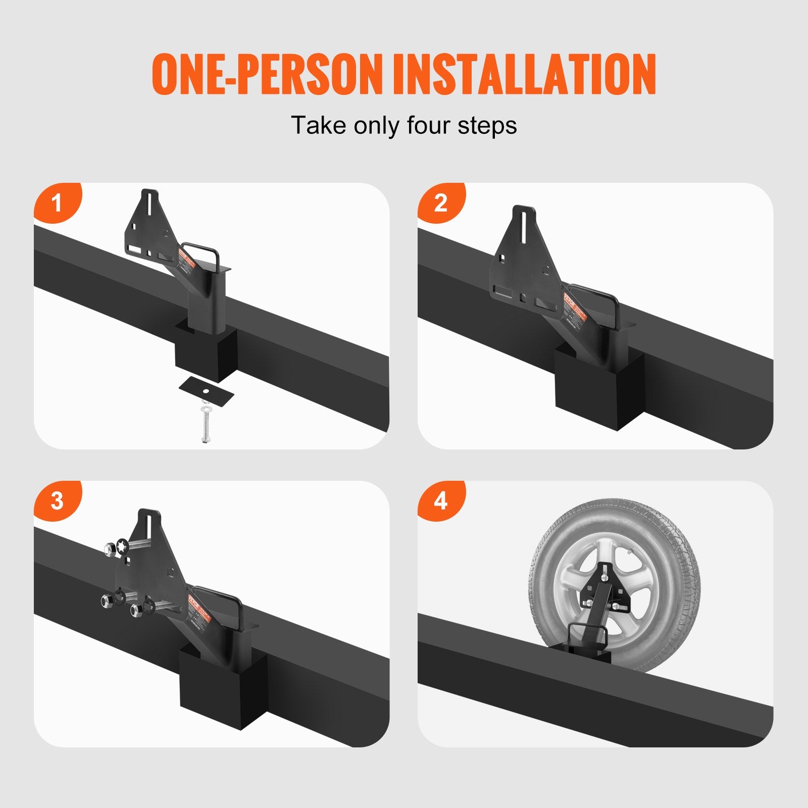 Spare Tire Carrier, Trailer Spare Tire Mount, 160 lbs Capacity, Utility Trailer Accessories Fits Most 4 & 5 & 6 & 8 Lugs Wheels on 4", 4.25", 4.5", 4.75", 5", 5.5", 6", 6.5" Bolt Patterns - Image 3
