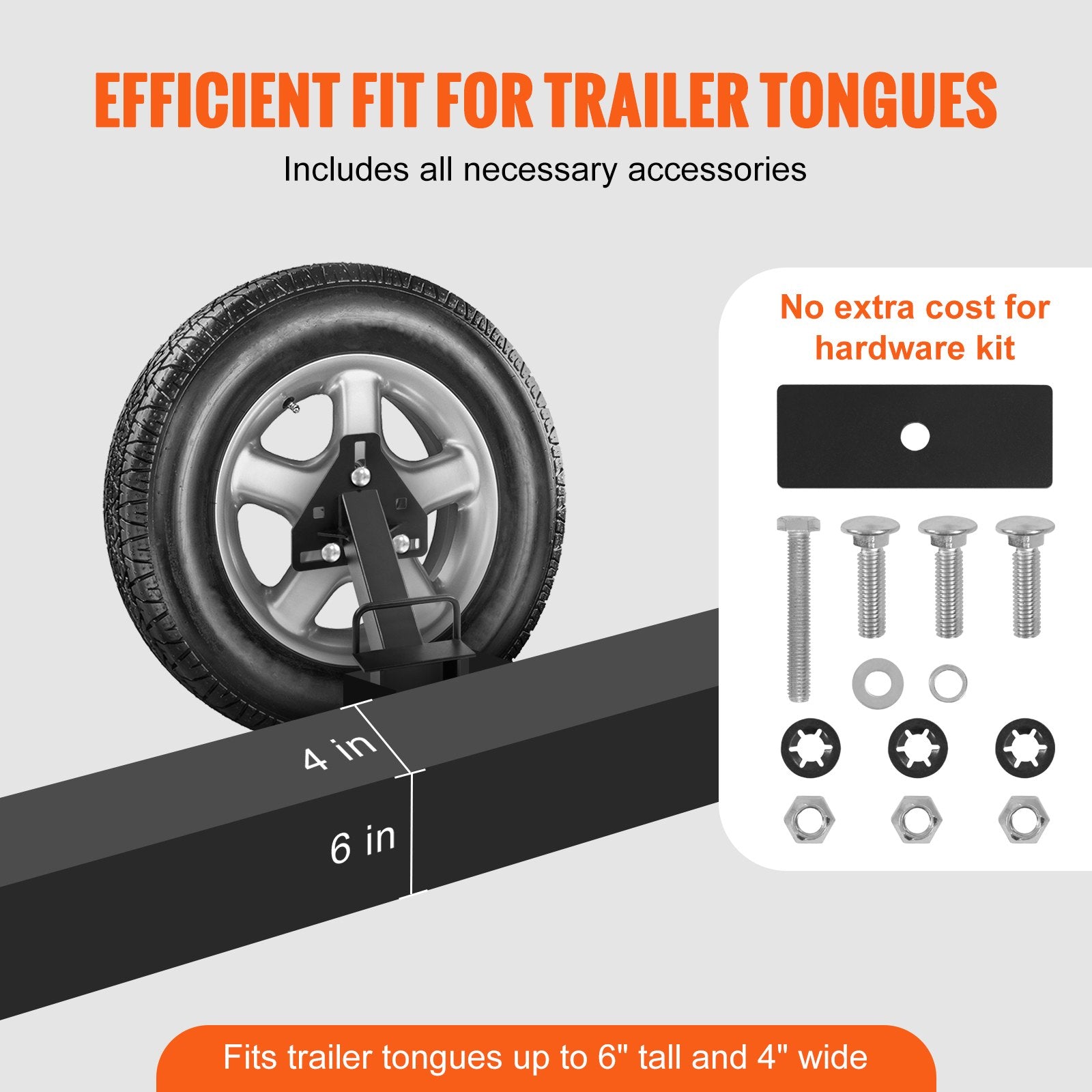 Spare Tire Carrier, Trailer Spare Tire Mount, 160 lbs Capacity, Utility Trailer Accessories Fits Most 4 & 5 & 6 & 8 Lugs Wheels on 4", 4.25", 4.5", 4.75", 5", 5.5", 6", 6.5" Bolt Patterns - Image 5