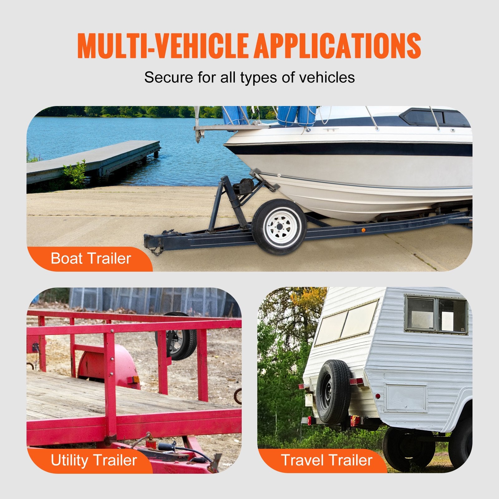 Spare Tire Carrier, Trailer Spare Tire Mount, 160 lbs Capacity, Utility Trailer Accessories Fits Most 4 & 5 & 6 & 8 Lugs Wheels on 4", 4.25", 4.5", 4.75", 5", 5.5", 6", 6.5" Bolt Patterns - Image 6