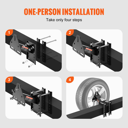 Spare Tire Carrier, Trailer Spare Tire Mount, 160 lbs Capacity, Utility Trailer Accessories Fits Most 4 & 5 & 6 & 8 Lugs Wheels on 4", 4.25", 4.5", 4.75", 5", 5.5", 6", 6.5" Bolt Patterns - Image 3