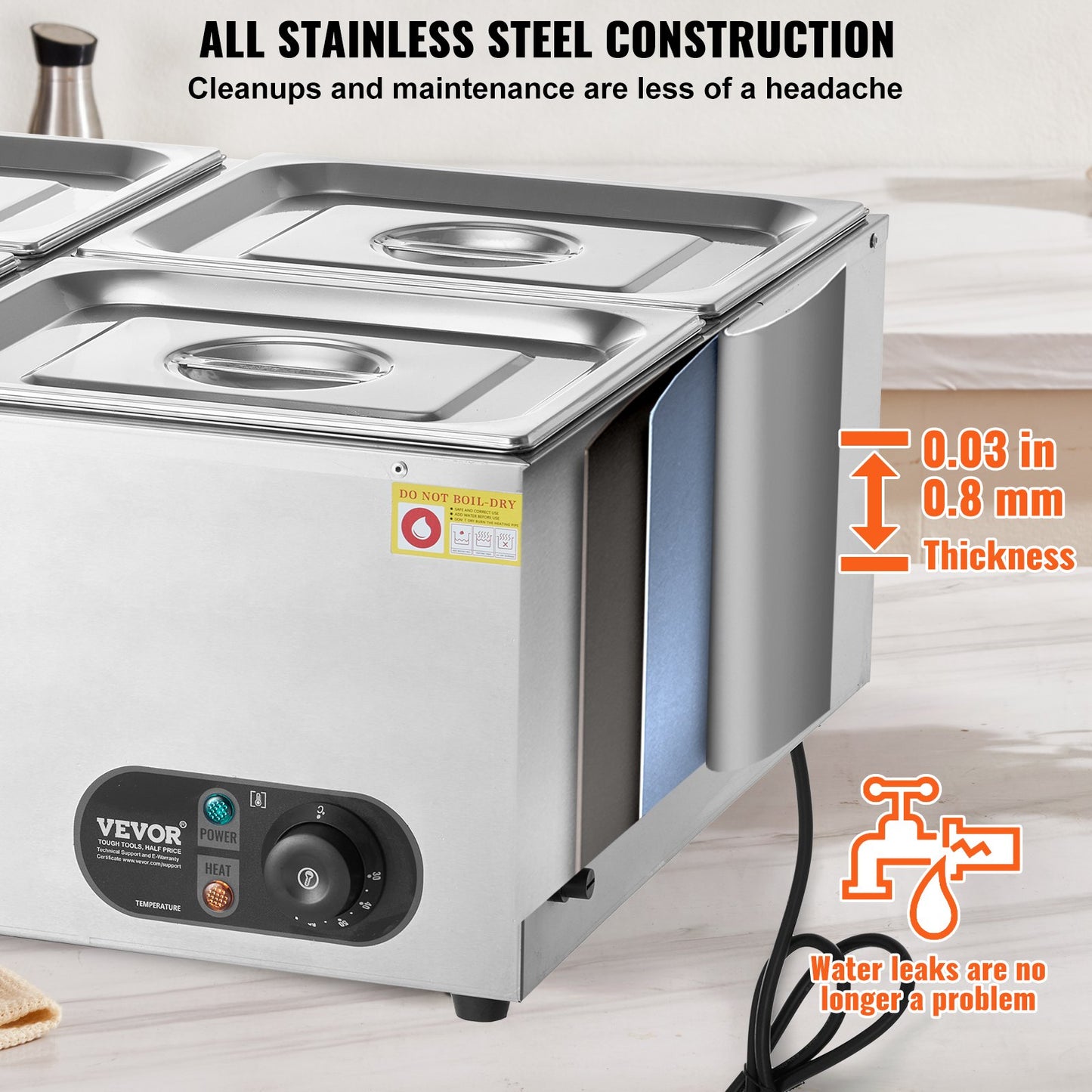 Commercial Electric Food Warmer Countertop Buffet 4*12 Qt Pan Bain Marie - Image 5
