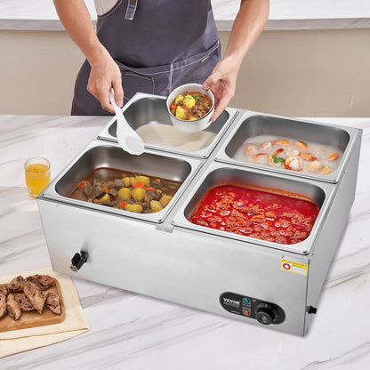 Commercial Electric Food Warmer Countertop Buffet 4*12 Qt Pan Bain Marie - Image 8