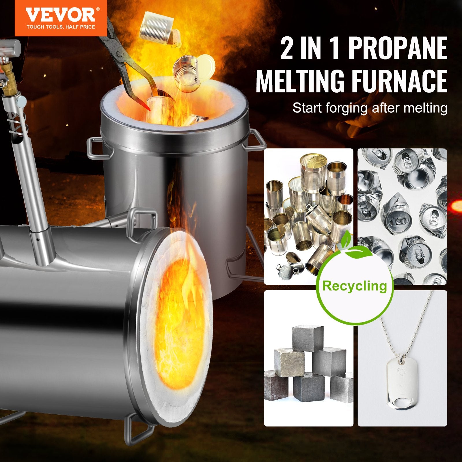 12KG Propane Smelting Furnace Kit Melting Furnace Double Burners 2700℉ - Image 2
