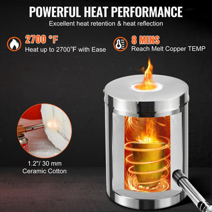 6KG Propane Melting Furnace Kit Melting Furnace Stainless Steel 2700℉ - Image 3