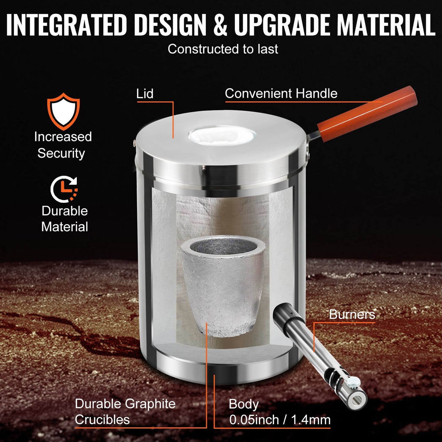 6KG Propane Melting Furnace Kit Melting Furnace Stainless Steel 2700℉ - Image 5